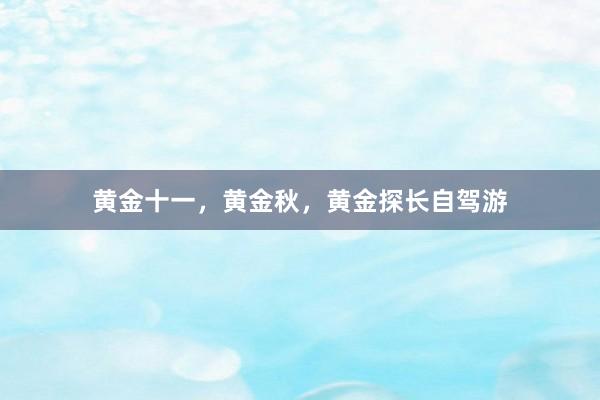 黄金十一，黄金秋，黄金探长自驾游